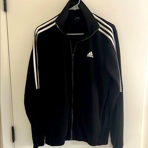 Adidas Black Track Jacket with White Stripes